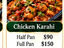 Illustrative chicken karahi tray