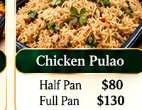 Illustrative chicken pulao tray